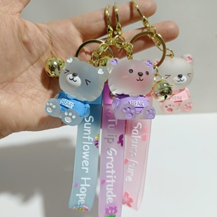 2026爆款果冻透明熊钥匙扣女精致包包挂件小饰品钥匙链女款锁匙扣