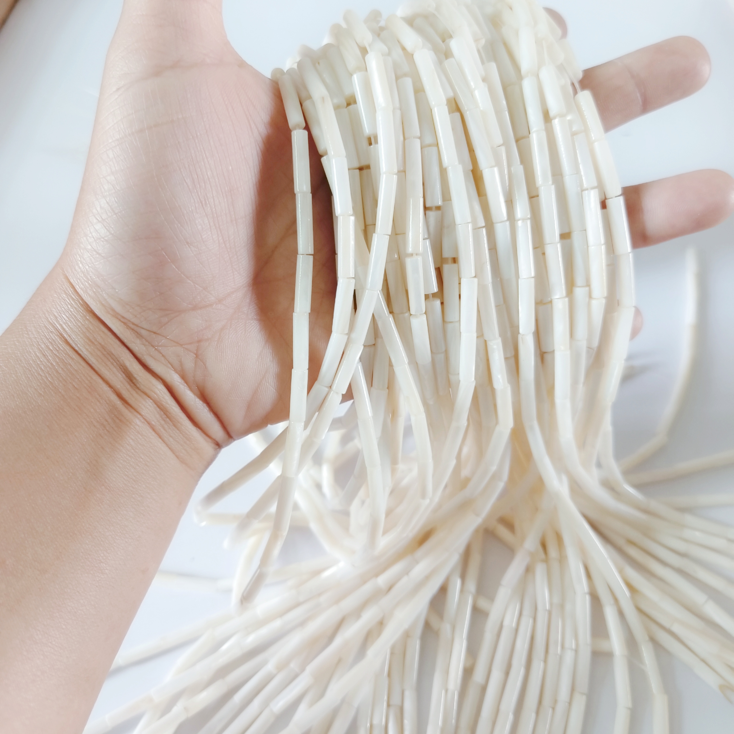 一条价 天然贝壳小圆管珠珍珠母贝手工串珠流苏DIY饰品材料配件