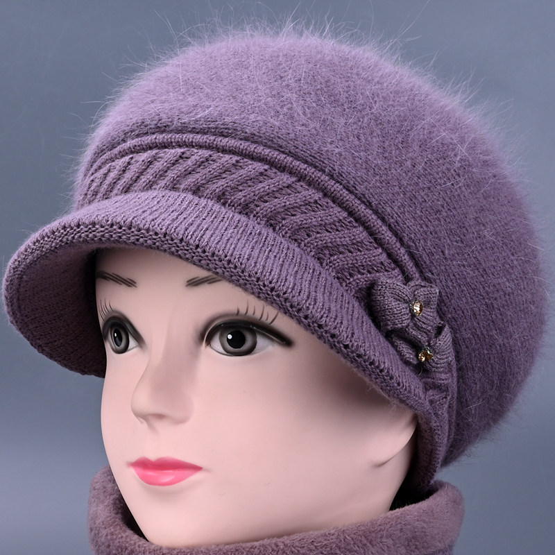 毛线帽女士保暖冬季鸭舌帽妈妈