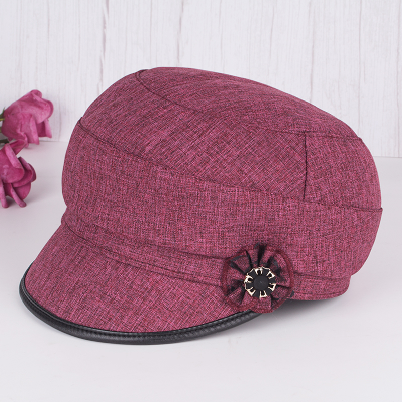 春秋中年人女帽子老年女士防晒帽夏季短檐贝雷帽妈妈薄款鸭舌布帽