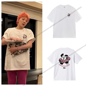 权志龙GD同款 日本联名MAMA卡通印花短袖 纯棉白色男女T恤上衣服潮