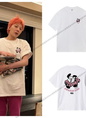 权志龙GD同款日本联名MAMA卡通印花短袖纯棉白色男女T恤上衣服潮