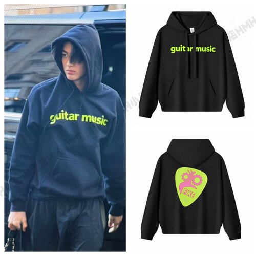 cortis安乾镐街拍穿搭同款guitar muisc连帽薄不加绒卫衣男女外套