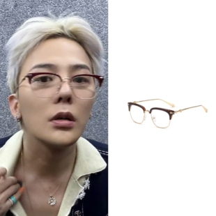 权志龙GD同款街拍复古半框平光镜男女款眼镜学生款斯文框架欧美潮