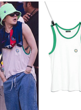 GD权志龙INS同款多巴胺男女夏季新款背心刺绣小雏菊pmo无袖T恤潮