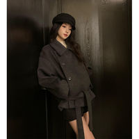 Cashmere woolen coat, women's down jacket inner liner, 2026 winter Korean-style brown short woolen coat for short people thumbnail 3