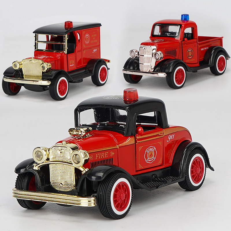 Q版合金仿真汽车 模型车复古老爷车消防警车男孩儿童玩具声光回力,玩具/童车/益智/积木/模型,惯性/回力/滑行玩具,淘宝优惠券,粉丝福利购,淘宝优惠卷