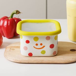 带盖搪瓷碗小号冰箱食品级珐琅个人专用加厚方形保鲜盒 2025年新款