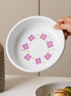 INS风搪瓷盘子菜盘家用2024新款网红深盘碟子餐盘高级感餐具