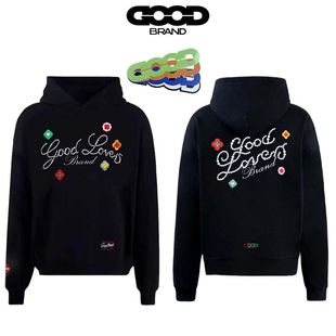 GOODBRAND 珍珠烫钻镶钻宝石刺绣轻奢高级连帽卫衣good外套情侣款