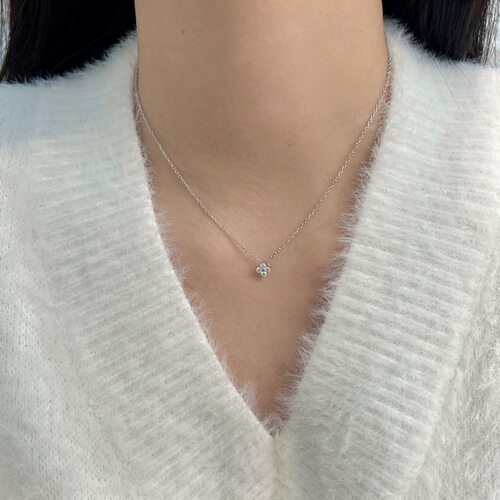 莫桑钻D色花朵925银项链仙女颈链