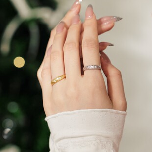 S925银精致中古风高碳钻拉丝戒指爆款设计感5A锆石闭口银戒女弧面