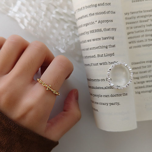 韩系十字架925银戒指精致银戒