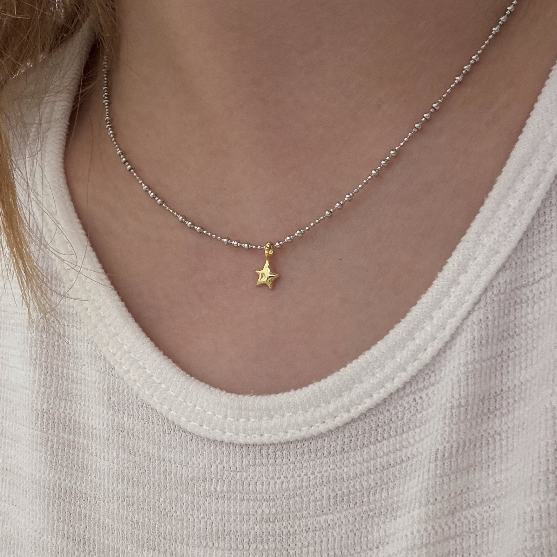小星星纯银项链女简约气质圆珠链