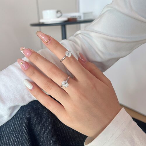 莫桑石2克拉银戒法式纯银戒指