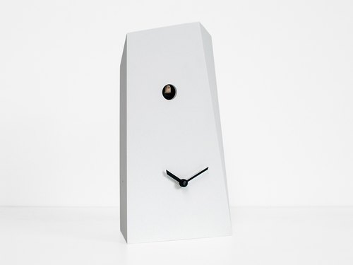 意大利Progetti咕咕钟Monolith黑白不对称布谷鸟钟表挂钟家居创意