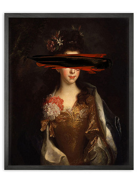 英国Mineheart Black mark Framed Printed 涂掉一部分装饰画