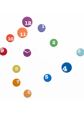 意大利Progetti挂钟Fun_time彩色随意排列钟表家居创意设计进口