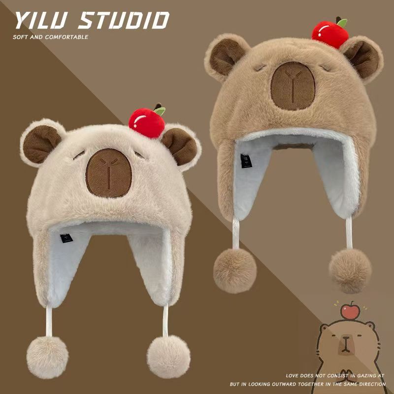 婴幼儿帽子秋冬季宝宝保暖加厚护耳雷锋帽儿童外出可爱毛绒帽冬天