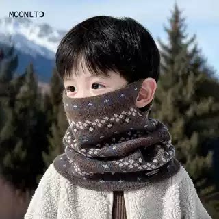 儿童围巾秋冬季挂耳式面罩针织毛线男女宝宝保暖防风户外百搭围脖
