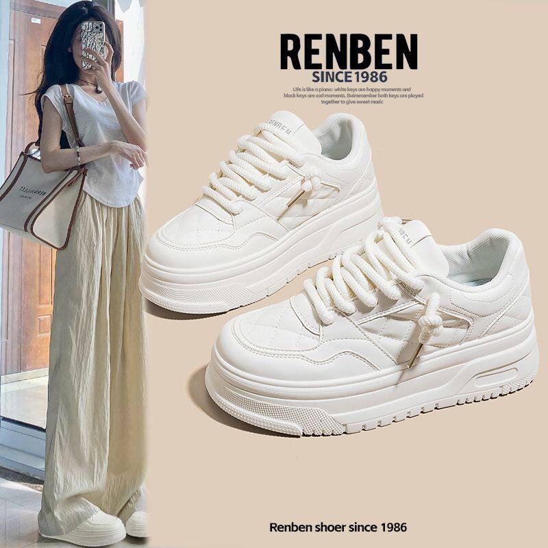 人本爆款小白鞋女2025年新冬季增高百搭运动休闲鞋女款厚底板鞋