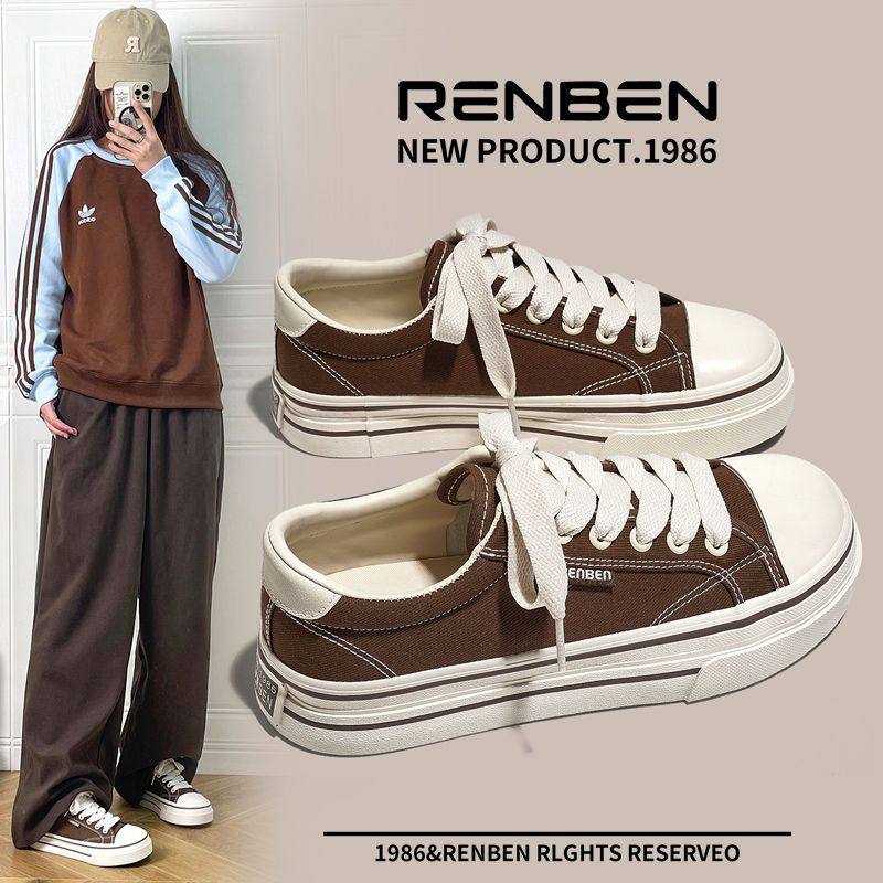 人本2025夏季新款帆布鞋女软底百搭休闲运动板鞋韩系配裙子小白鞋,女鞋,帆布鞋,淘宝优惠券,粉丝福利购,淘宝优惠卷