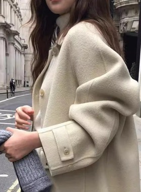 代工厂！overtake韩国2025冬季气质优雅双面羊毛大衣女外套中长款