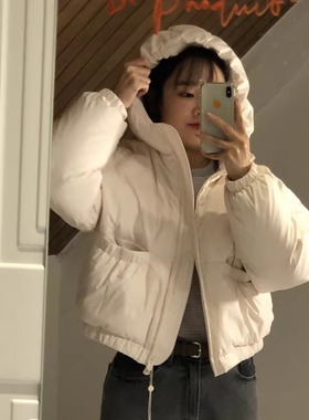 高品质！韩国东大门ERUME2025秋冬百搭连帽羽绒服面包服厚外套女