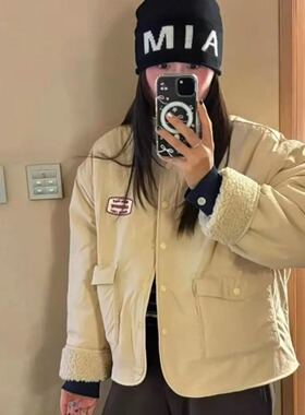 代工厂！A.P studio韩国2025冬季两面穿加厚羊羔毛外套女保暖夹克