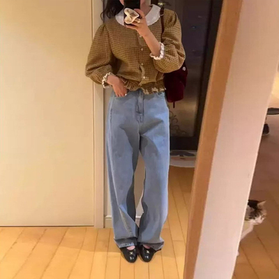 gilli韩国休闲阔腿显瘦牛仔裤女
