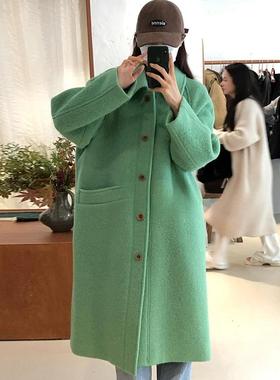 高品质！韩国sienne2025冬季新款气质优雅中长款羊毛大衣毛呢外套