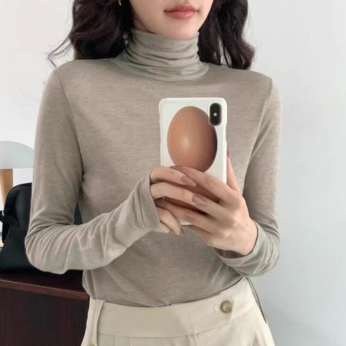 秋季新款半高领打底衫长袖T恤女