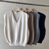 service韩国东大门25秋季 高品质 self 气质V领叠穿针织背心马甲