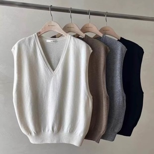 高品质!self service韩国东大门25秋季气质V领叠穿针织背心马甲