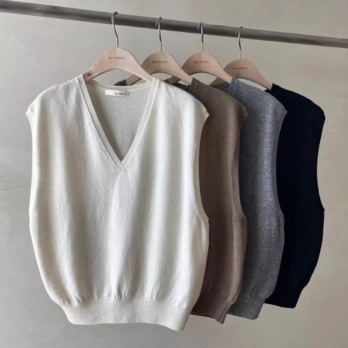 selfservice叠穿针织背心马甲女