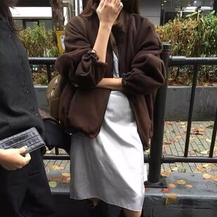 代工厂!breathe韩国2025冬季新款摇粒绒两面穿宽松厚外套女夹克