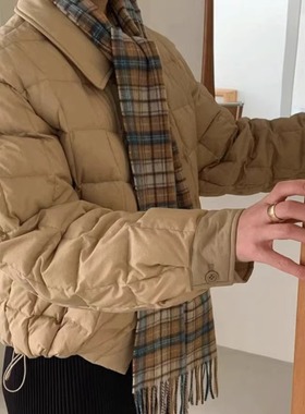 天花板！self service2025冬季新款短款轻薄羽绒服女百搭翻领外套