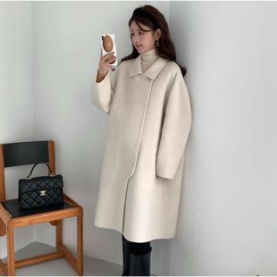 天花板 韩系翻领双面毛呢大衣女苏丽羊毛外套 EGG韩国2025冬新款