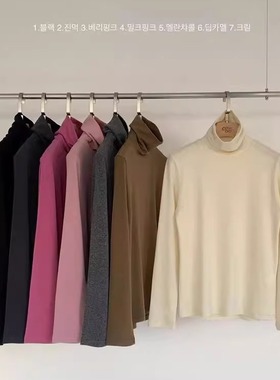 代工厂！韩国egg2025秋冬高领修身显瘦打底衫女厚款羊毛磨毛打底