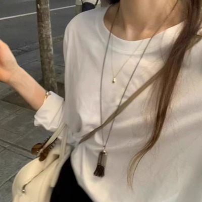 秋季纯棉基础款正肩T恤打底衫