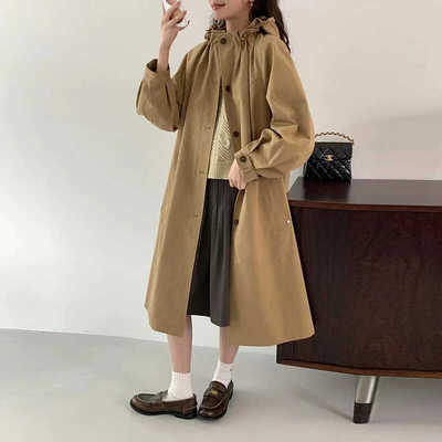 代购品质！egg韩国东大门秋季新款时尚百搭氛围感纯色风衣外套女