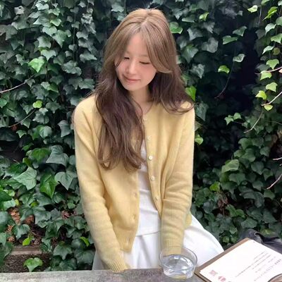 温柔风羊毛针织衫女开衫排扣上衣