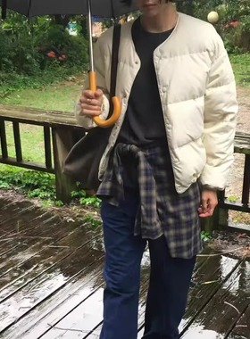 天花板！韩国self service2025冬季加厚圆领短款白鸭绒羽绒服外套