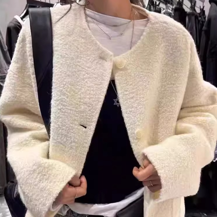 百搭双面毛呢大衣女羊驼毛外套女