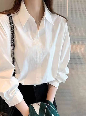 2025新款春装白衬衫别致女上衣设计感长袖小众外套高级感蓝色衬衣