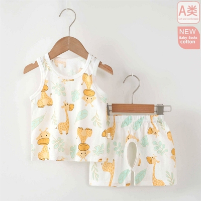 男宝宝开裆裤夏季薄款女婴儿短裤纯棉外穿三分小童休闲裤开裆套装