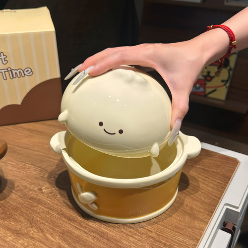 宿舍学生带盖面大号双耳汤碗