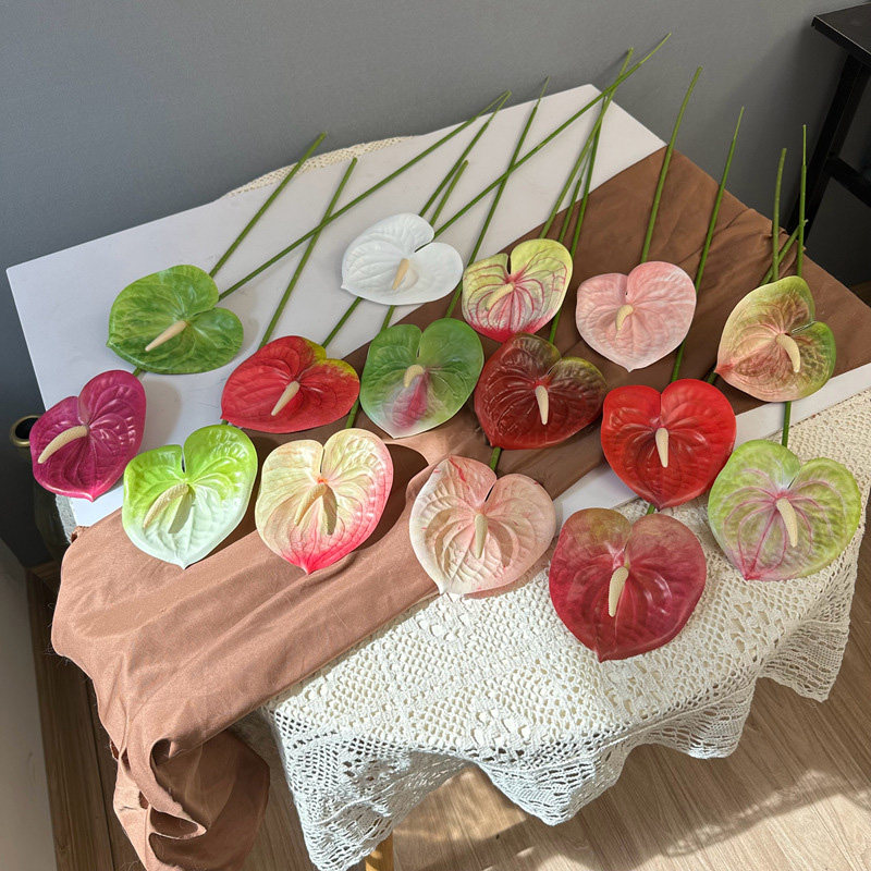 仿真花红掌白掌绿掌粉掌3D打印手感小火鹤婚礼堂路引插花商场造景