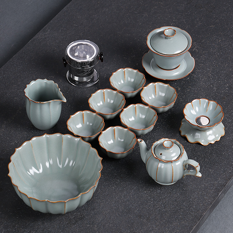 柏韵汝窑功夫茶具套装家用泡茶器