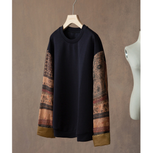 小衫 宽松上衣女真丝长袖 莫代尔棉卫衣拼接桑蚕丝挽袖 SILVIYE溯也